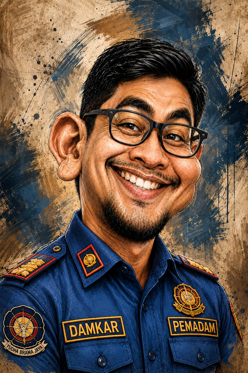 Firefighter Damkar Hero Caricature