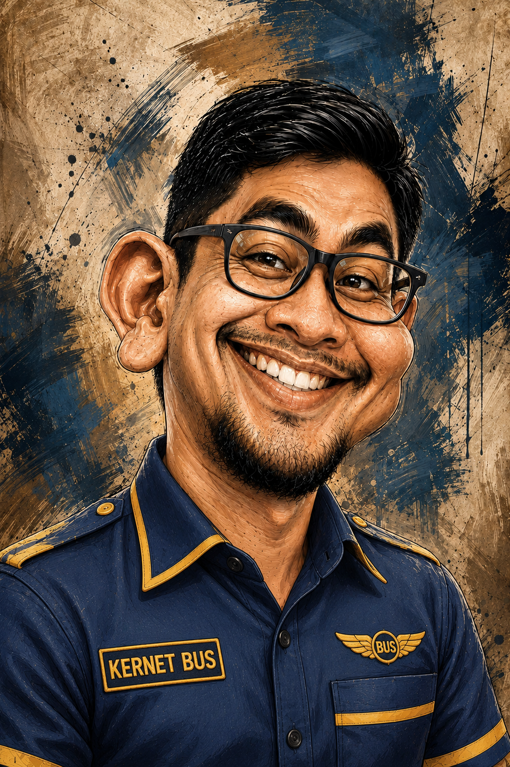 Bus Conductor Kernet Caricature
